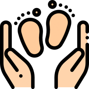 Icon of baby feet between hands